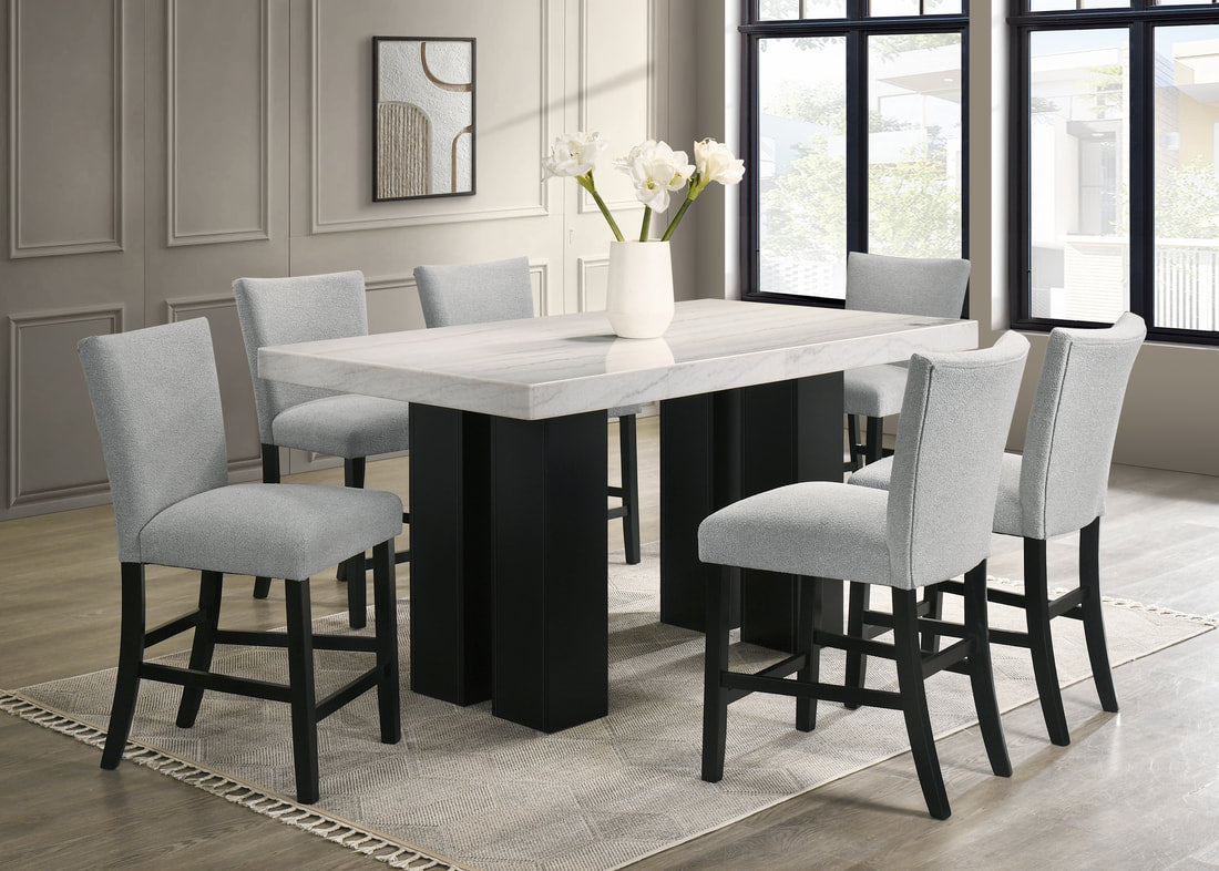 Nola20 Gray (GENUINE MARBLE) Counter Height Table Chairs