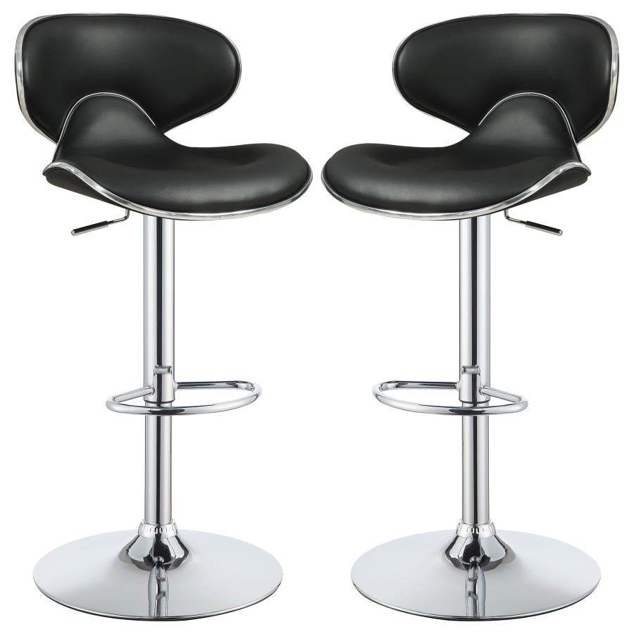 Edenton Upholstered Adjustable Bar Stool Black (Set of 2)