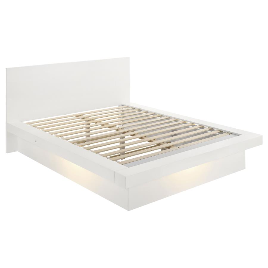 Jessica Wood LED Panel Bed Cream White
