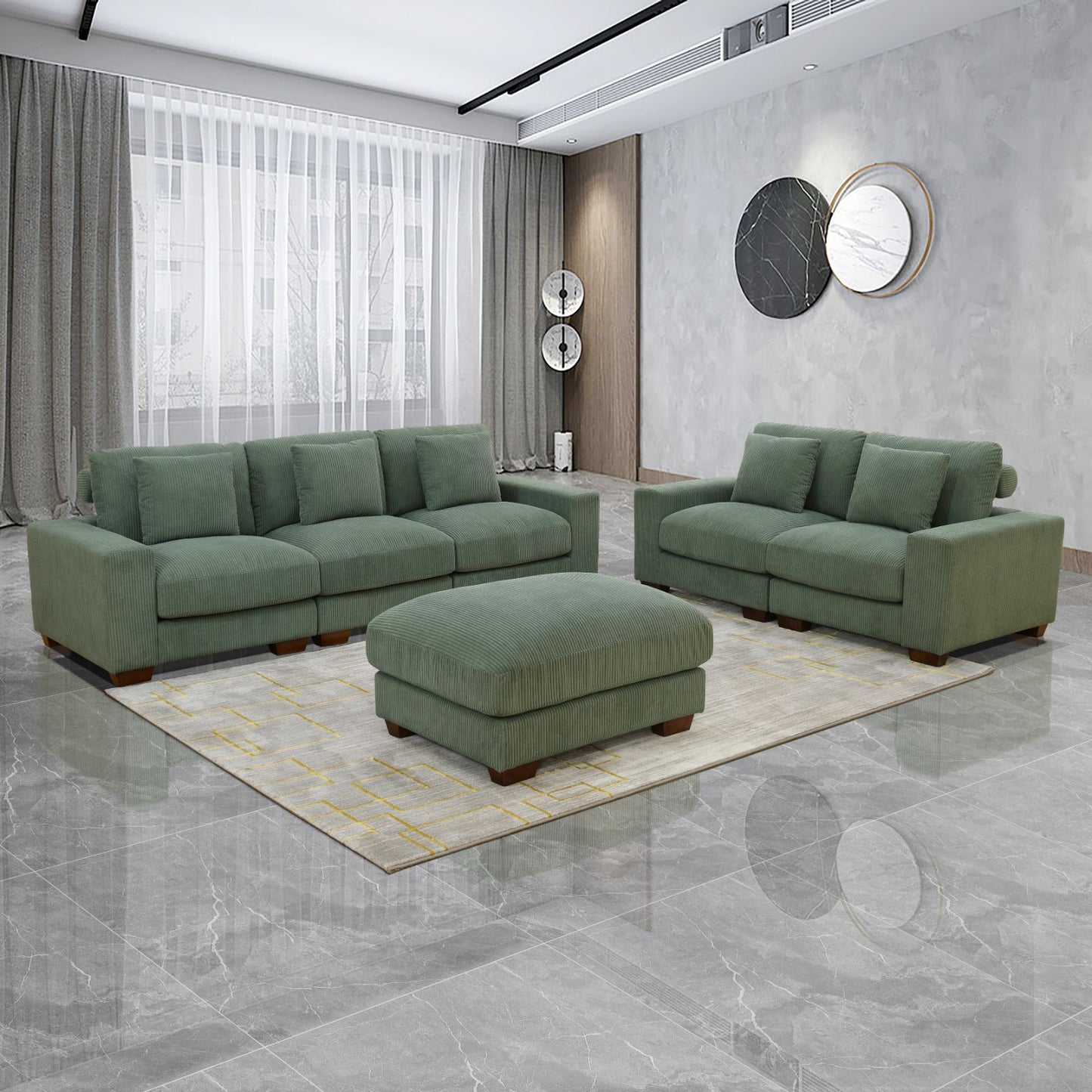 Daryl Corduroy 6-Piece Living Room Sofa Set