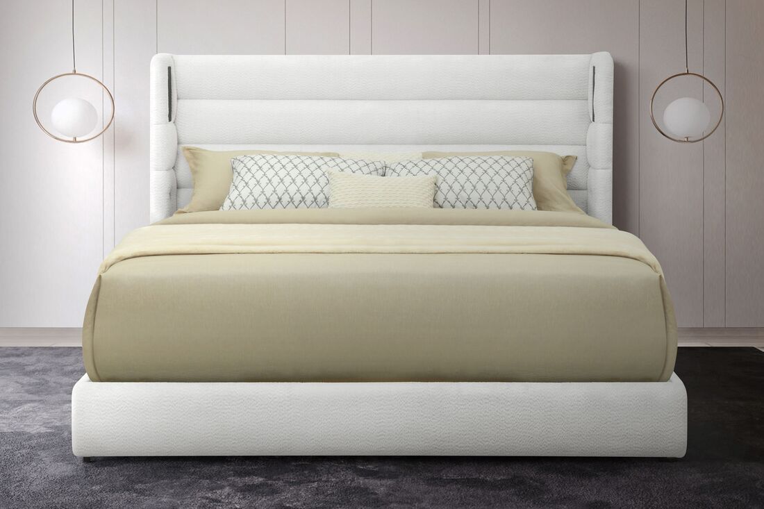Hero White Platform Bed (w/ Bluetooth Speakers)