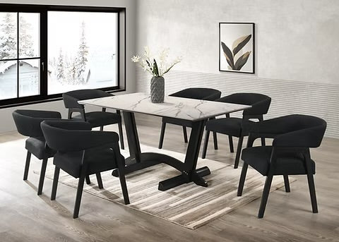 D1401 Nava (White) 7pcs Dining Set