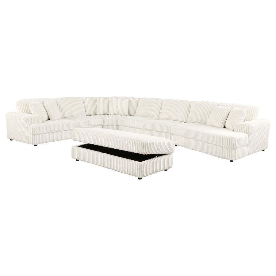 Sofá modular seccional tapizado de cinco piezas Emberson color marfil