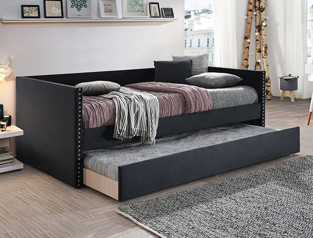 5321BK-SET CAMA SADIE DE TERCIOPELO NEGRO