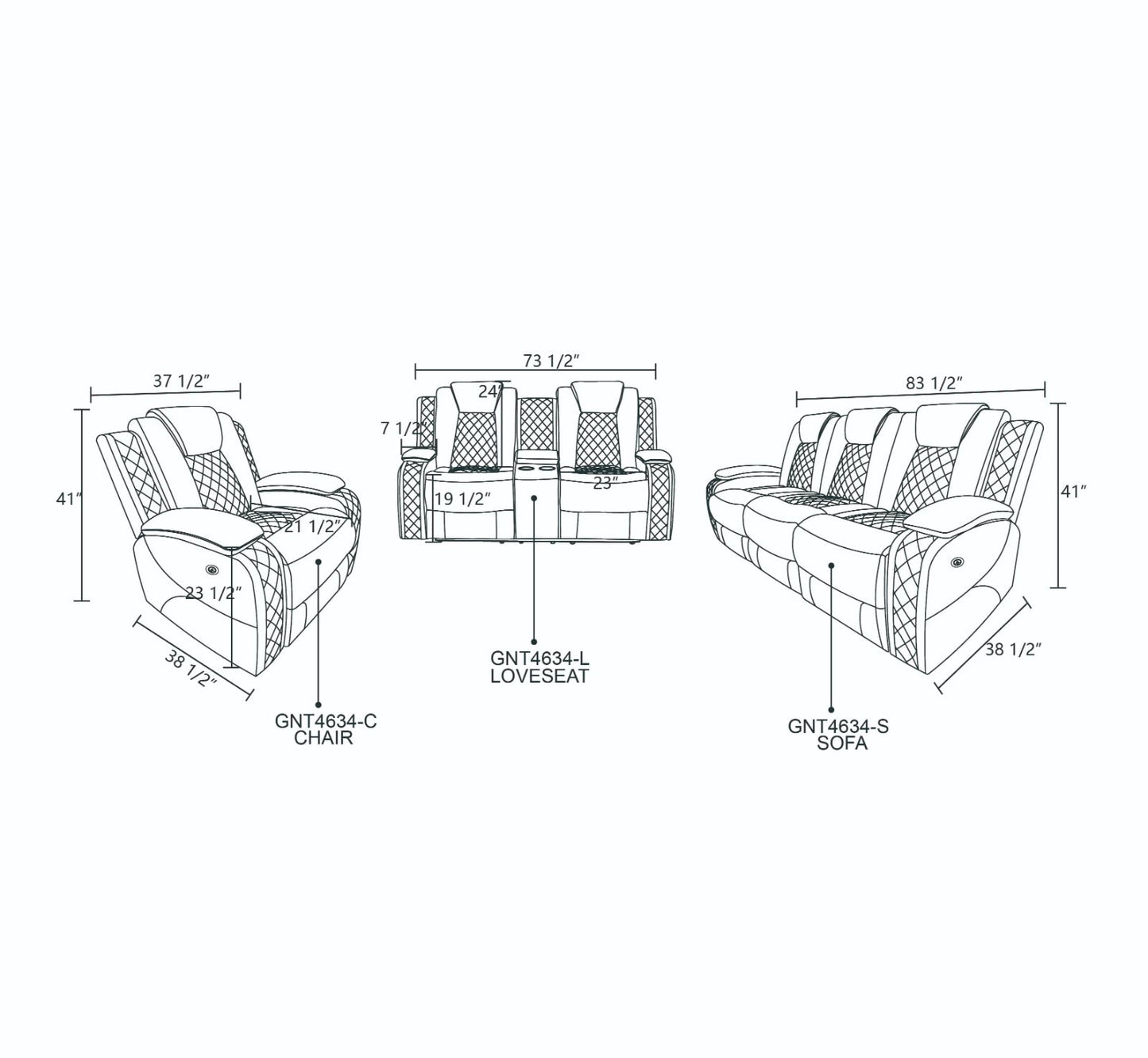 Arez 3pc Pwr Recliner Set
