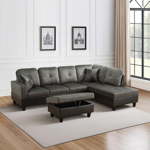 Taupe 3-Piece Couch Living Room Sofa Set