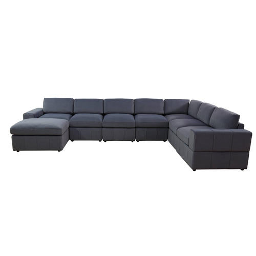 Dark Grey Microfiber 8-Piece Living Room Sofa Set