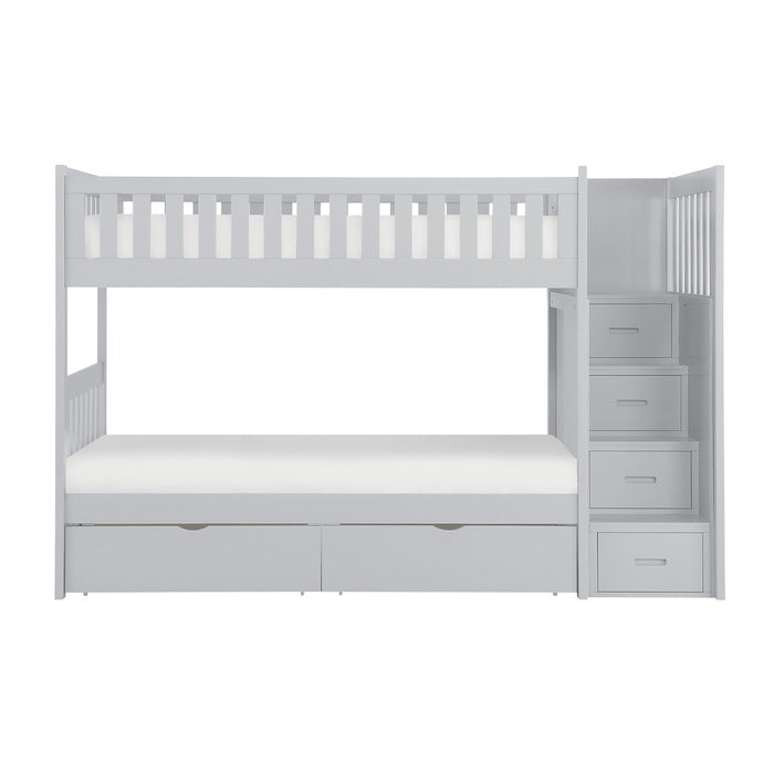 B2063SB-1*T Twin/Twin Step Bunk Bed with Storage Boxes
