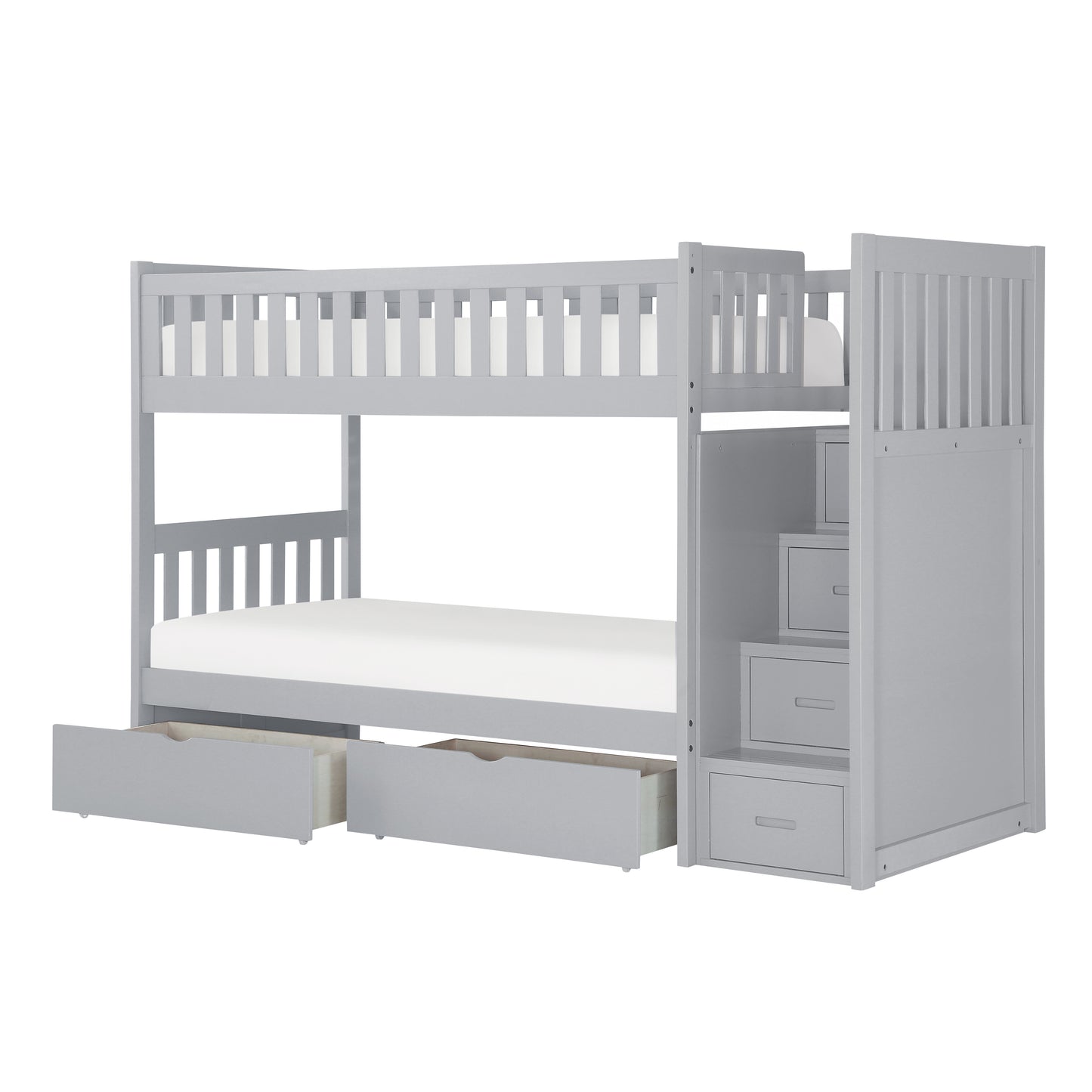 B2063SB-1*T Twin/Twin Step Bunk Bed with Storage Boxes