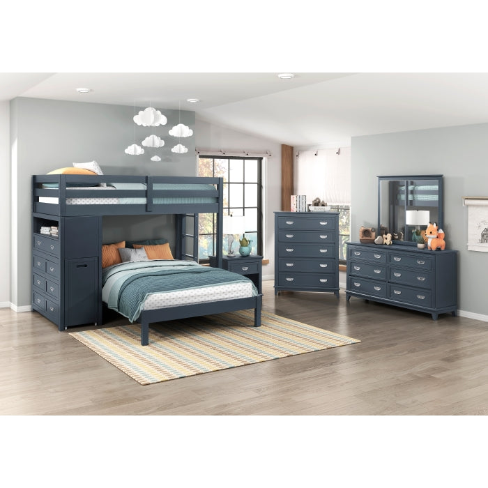 Sloane Twin/Full Loft Bunk Bed with Chest and Hidden Desk