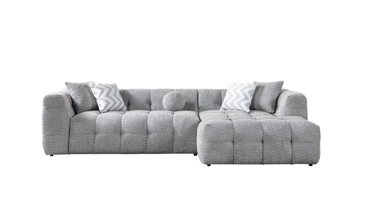 Ivy 110-Inch Tufted Bouclé Sectional | Gray | RAF