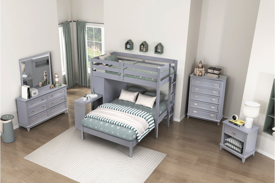 Sloane Twin/Full Loft Bunk Bed with Chest and Hidden Desk