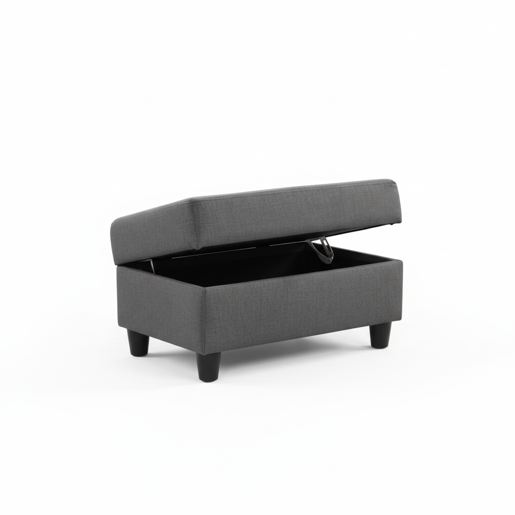 Rocket Reversible Sectional with Drop-Down Table & Storage Ottoman – Charcoal / Gray