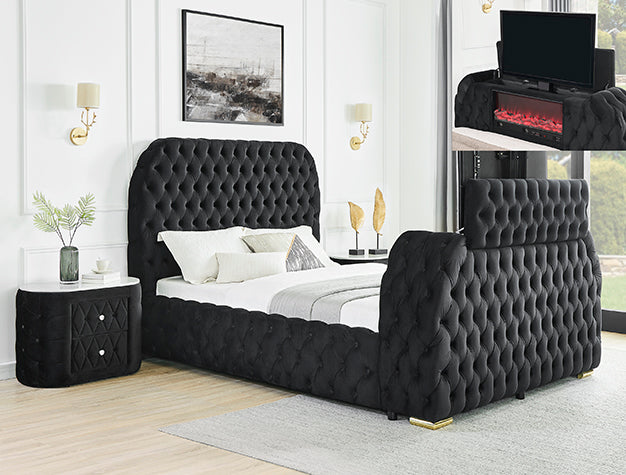 5115GY NATALIA BED W/FIREPLACE,TV LIFT