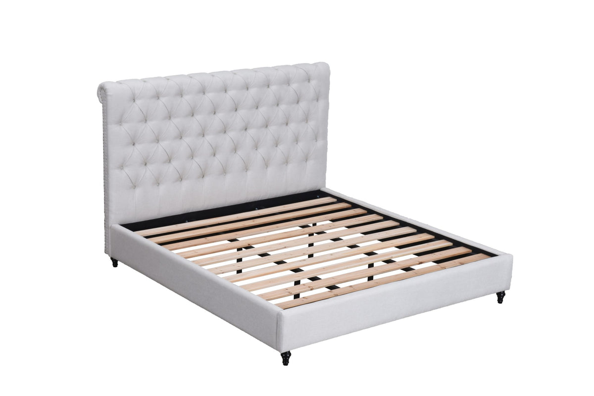 Colton Tufted Linen-Blend Platform Bed | Oatmeal