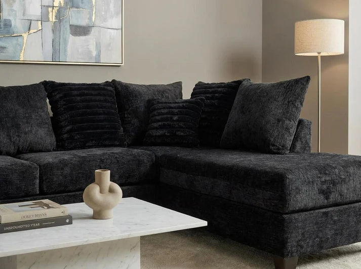 Downy L-Shaped Sectional – Black
