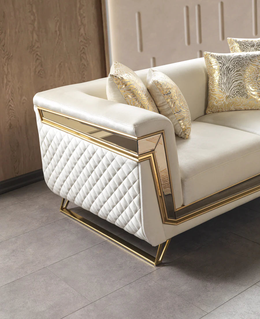Anica Ivory Velvet Sofa & Loveseat