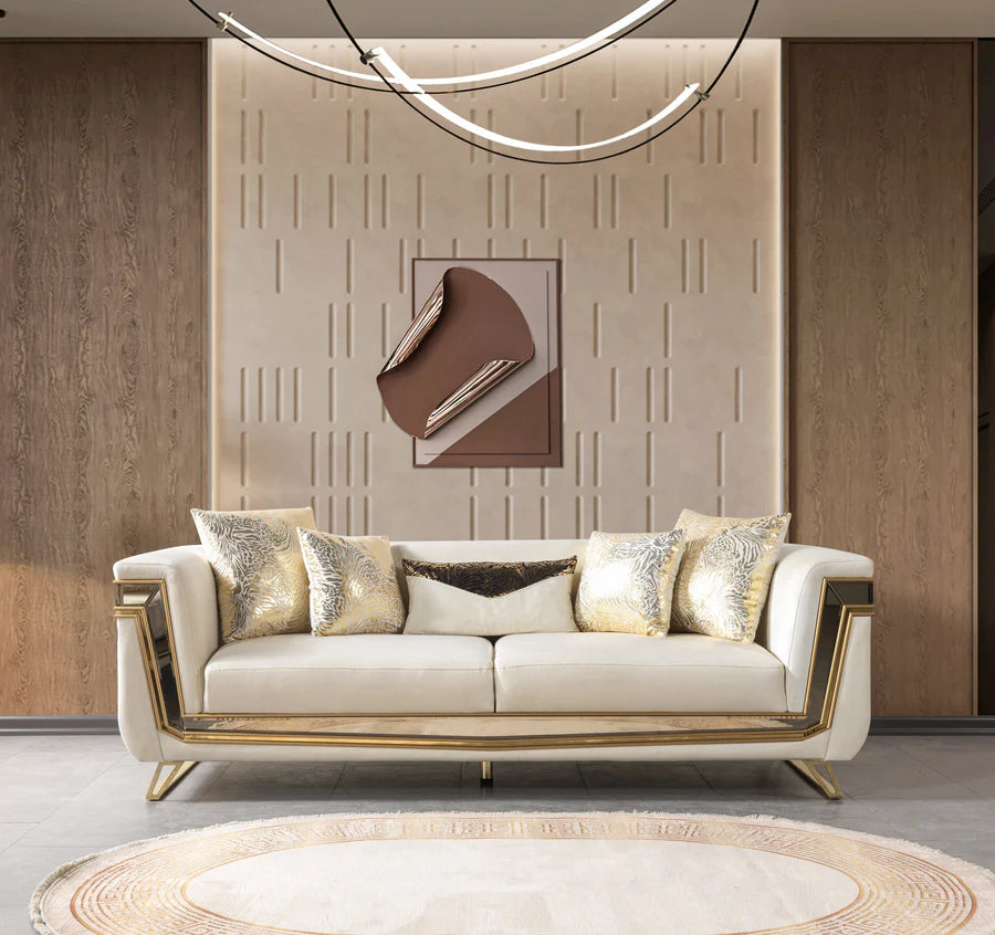 Anica Ivory Velvet Sofa & Loveseat