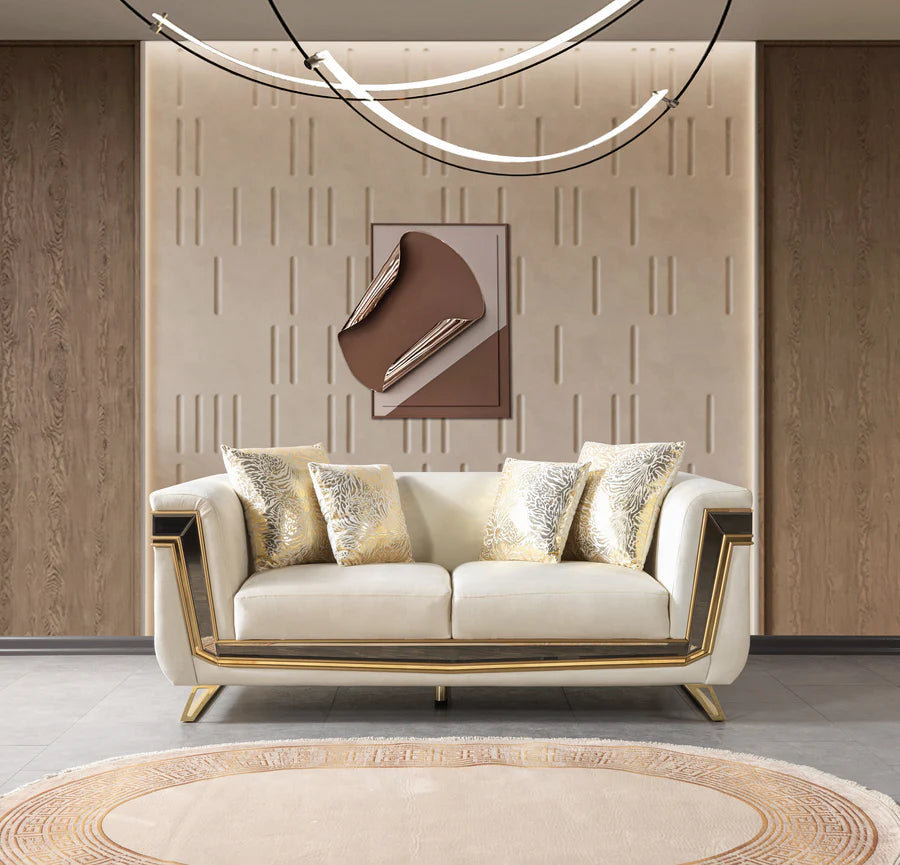 Anica Ivory Velvet Sofa & Loveseat