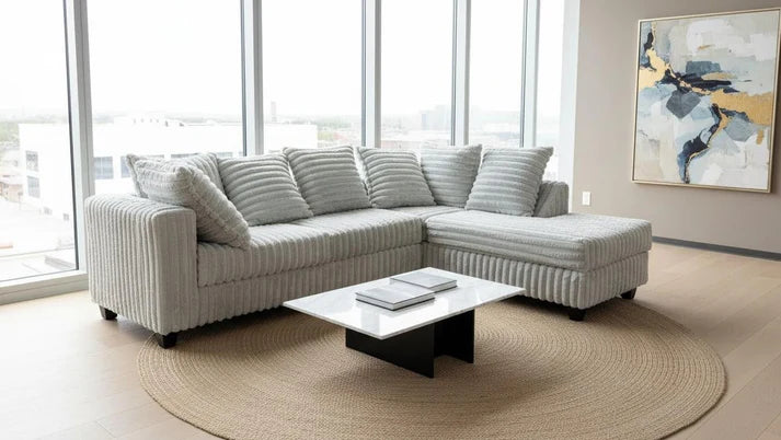 Berlin Corduroy Sectional – Silver