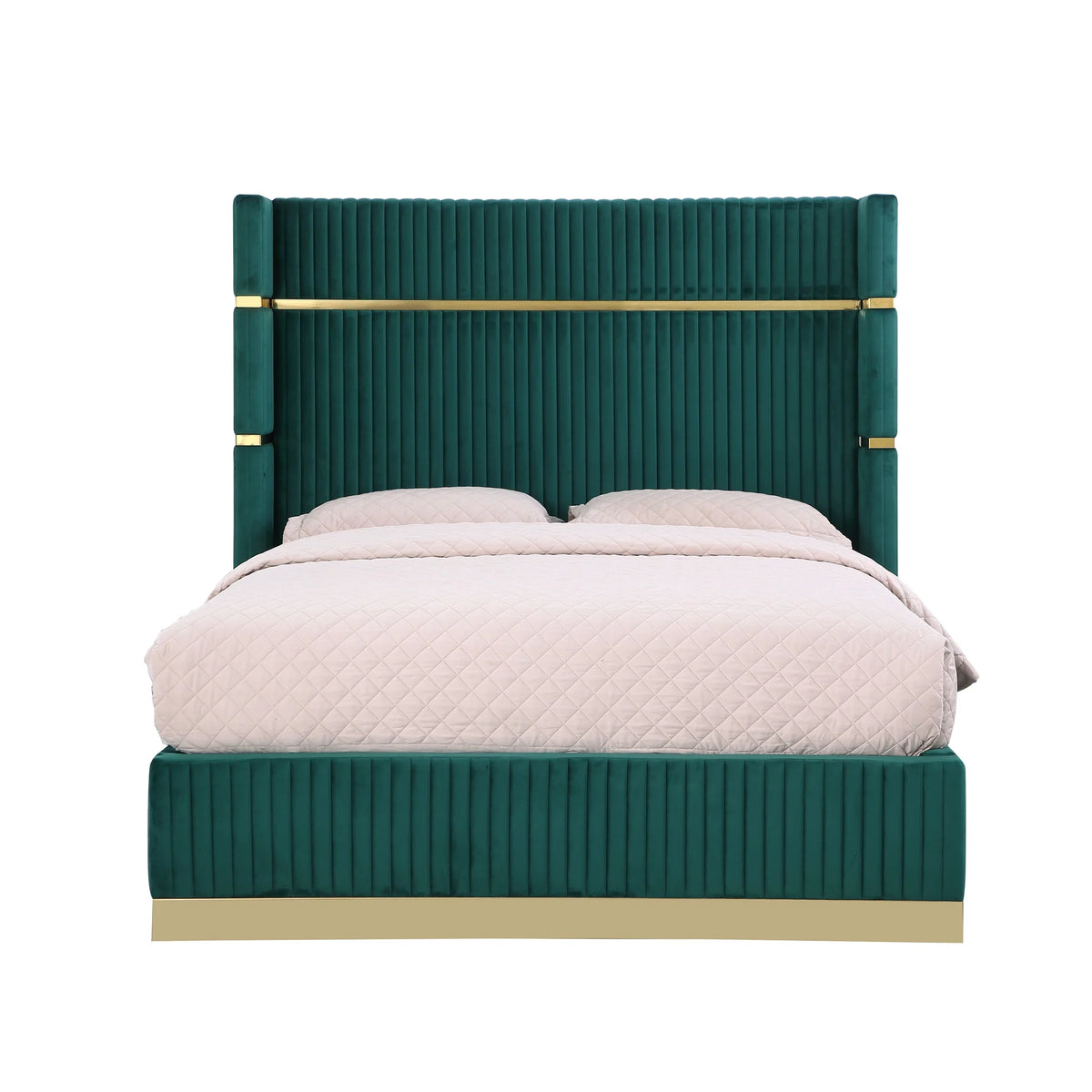 Aspen Channel-Tufted Upholstered Bed | Green