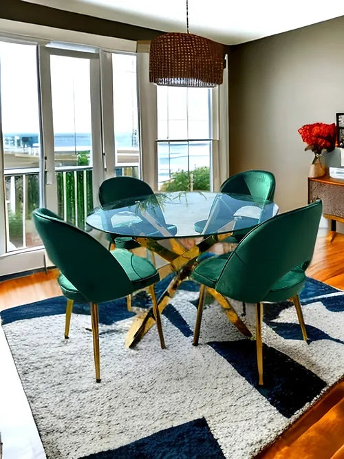 Green Gold Round Dining