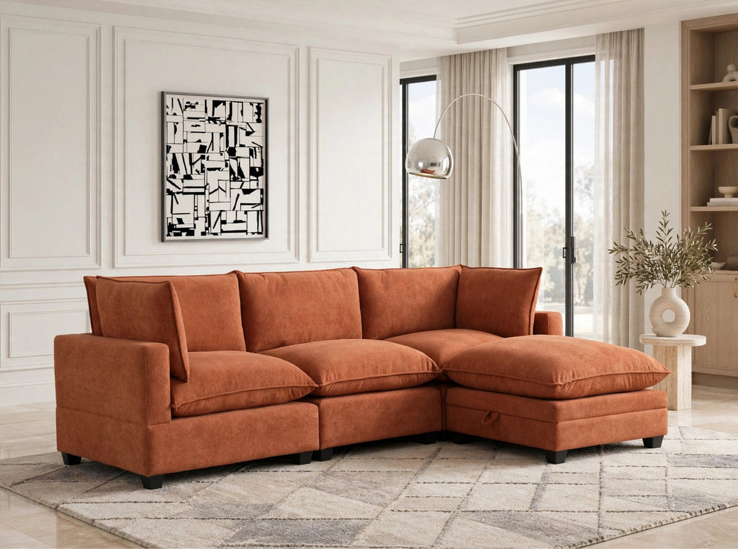 Callan Performance Fabric Modular Sectional | Rust