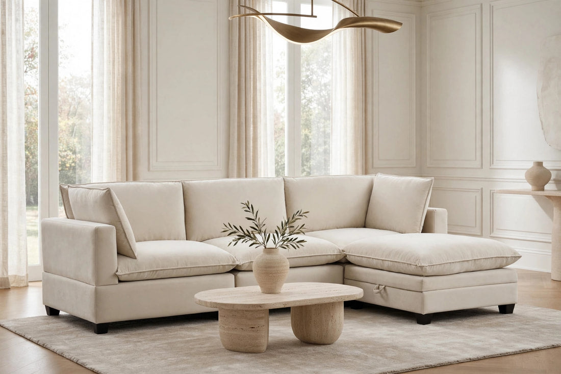 Lennox Velvet Modular Sectional | Ivory