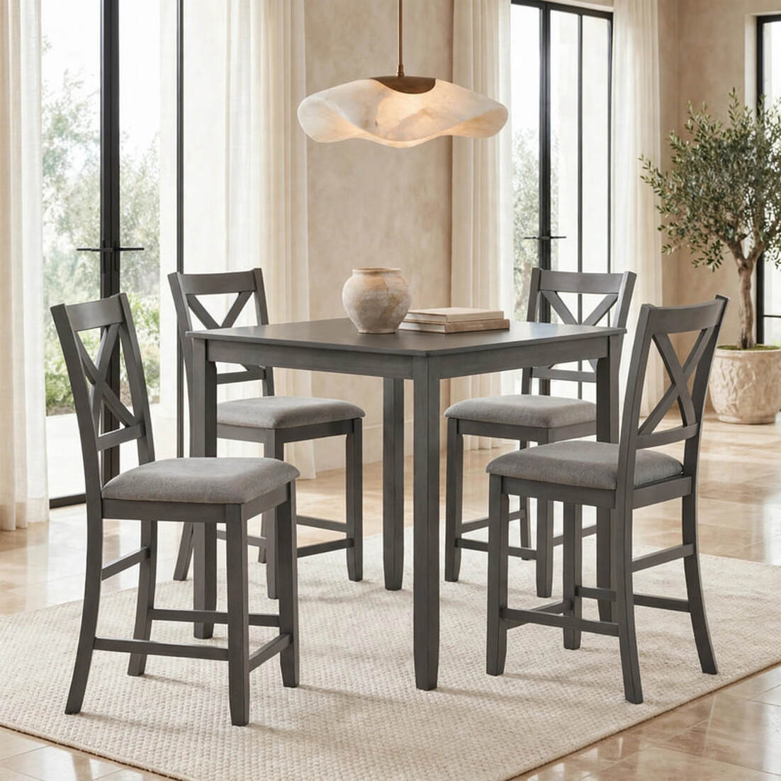 Tahoe 5-Piece Counter Height Dining Set | Gray