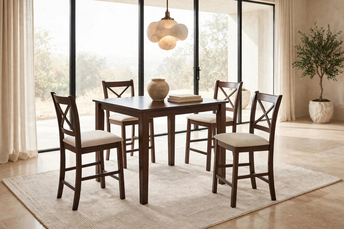 Tahoe 5-Piece Counter Height Dining Set | Brown & Beige