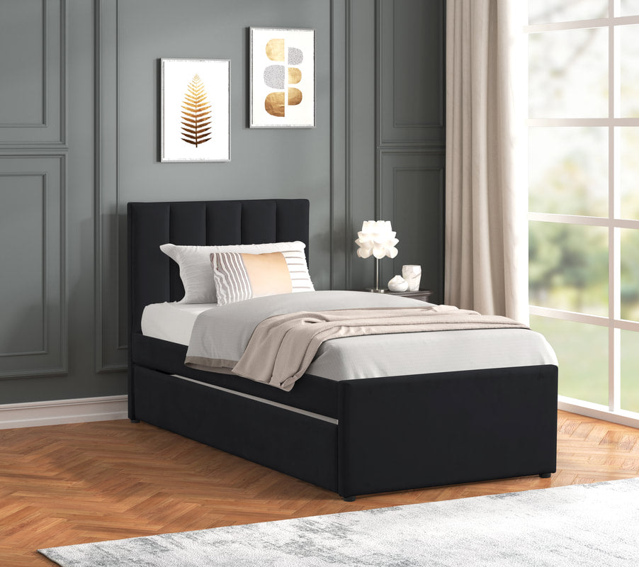Maya Twin Platform Bed with Trundle | Black