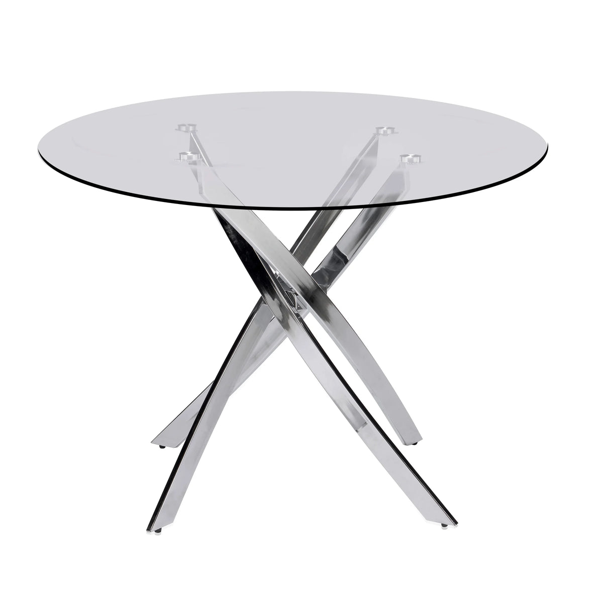 Nova 5-Piece Round Glass Dining Set | Black & Chrome