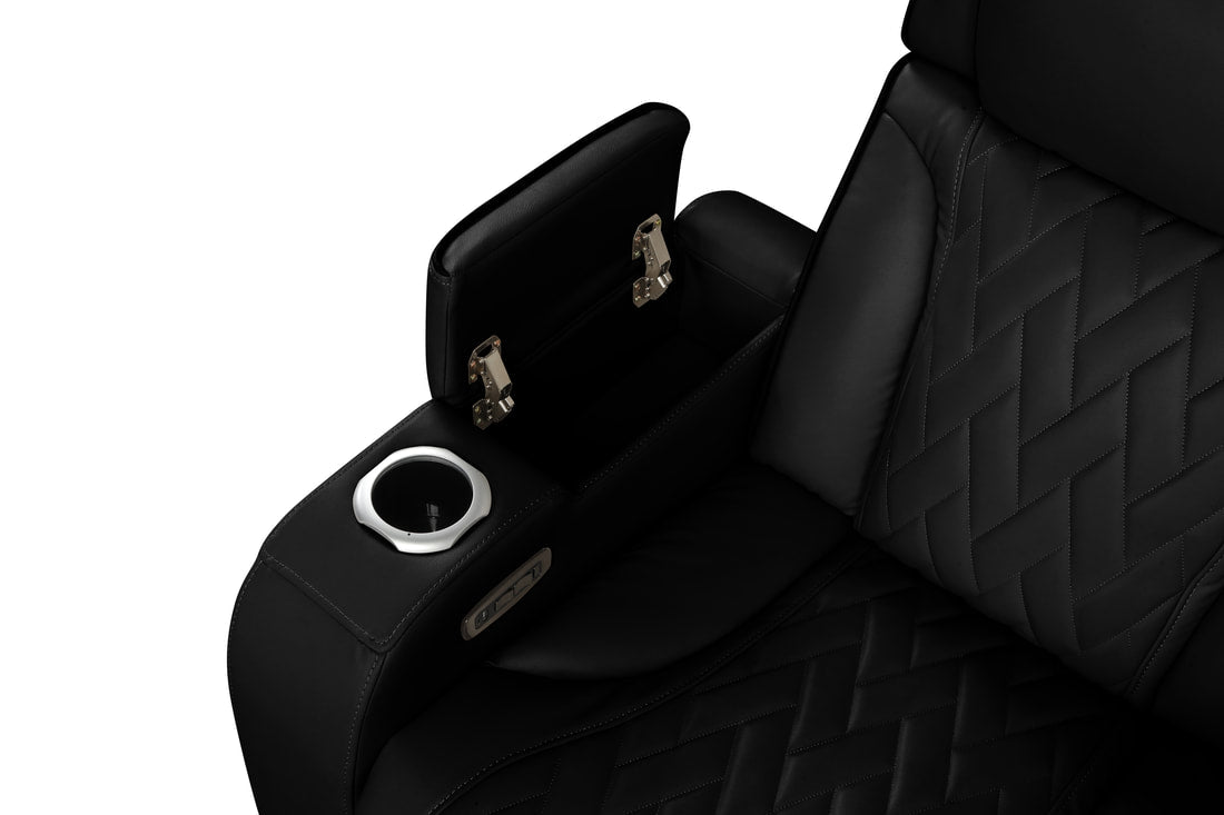 Spain Black Power Reclining Sectional (Power Headrests)(eta 10/10)