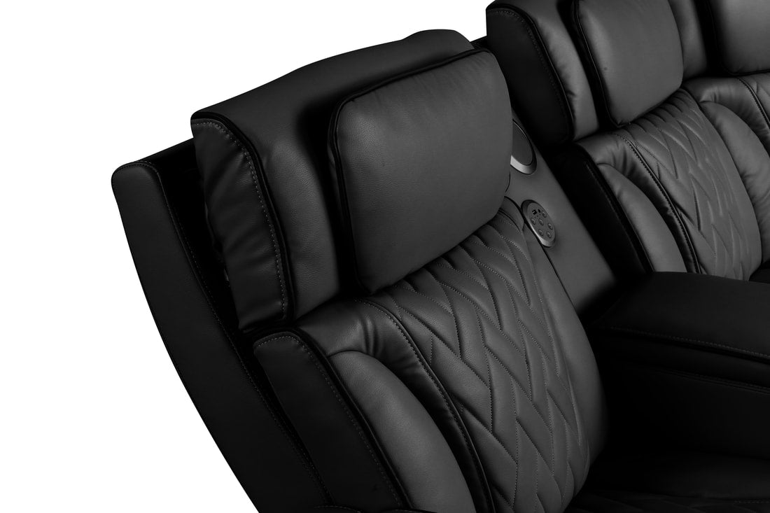 Spain Black Power Reclining Sectional (Power Headrests)(eta 10/10)