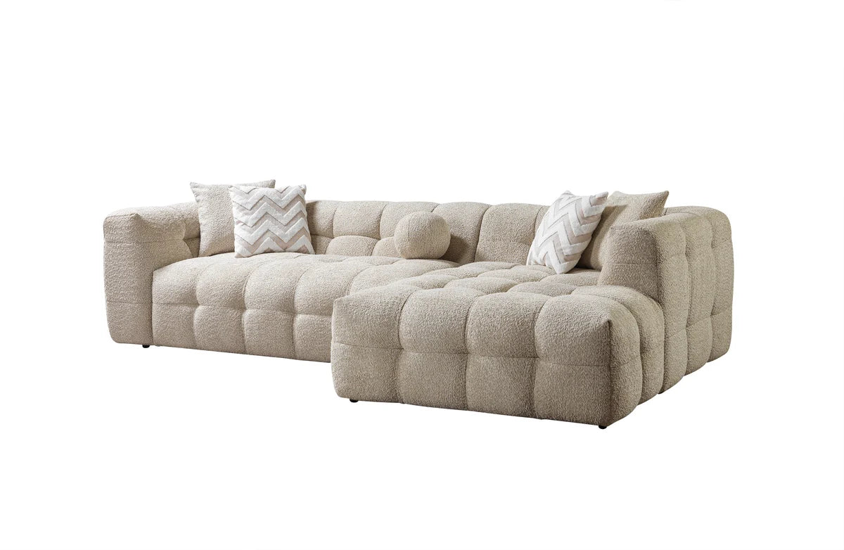 Ivy 110-Inch Tufted Bouclé Sectional | Sand | RAF