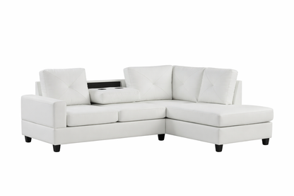 Rocket White PU Reversible Sectional