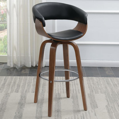 Zion Upholstered Swivel Bar Stool Walnut and Black