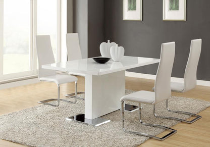 Juego de mesa de comedor Anges de 5 piezas en blanco de alto brillo y blanco