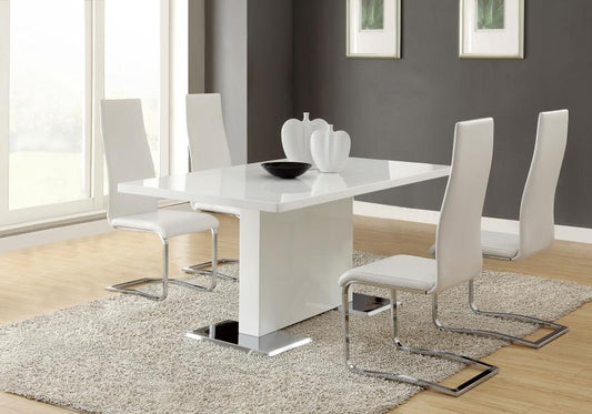 Juego de mesa de comedor Anges de 5 piezas en blanco de alto brillo y blanco