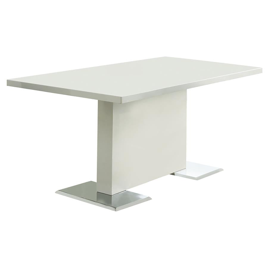 Juego de mesa de comedor Anges de 5 piezas en blanco de alto brillo y blanco