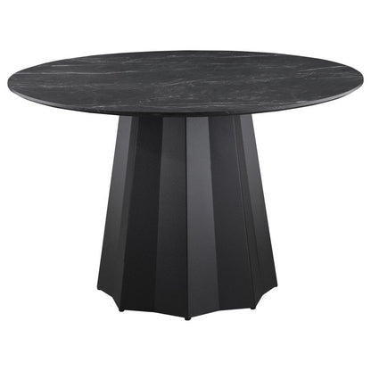 Juego de mesa de comedor Camden de 5 piezas con superficie redonda de imitación de mármol, color negro