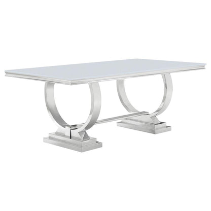 Mesa de comedor rectangular de 5 piezas con tapa de vidrio Antoine