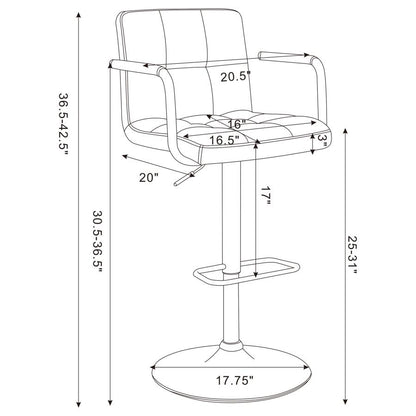 Palomar 2Adjustable Height Bar Stool White and Chrome