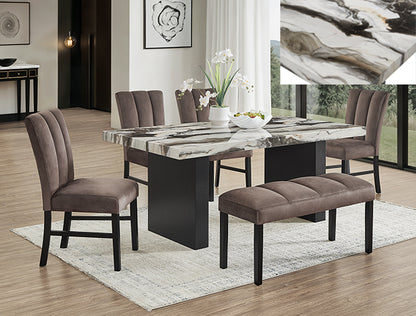 Vega Faux Marble Dining Group | 5-Piece or 6-Piece Set