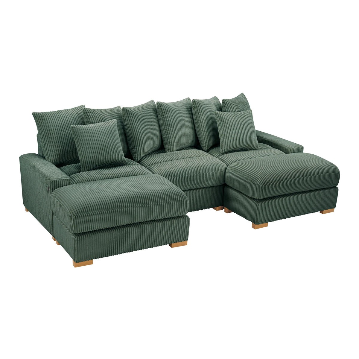 Azura Olive Corduroy Modular Sectional with USB & USB-C Charging
