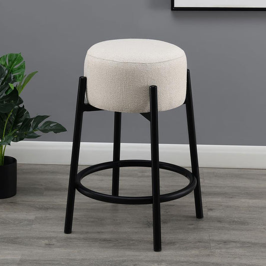 Leonard Upholstered Backless Counter Stool White (Set of 2)