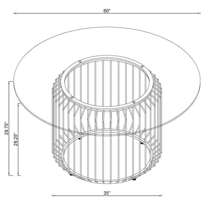 Mesa de comedor redonda de metal cromado Veena de 60 pulgadas con tapa de vidrio