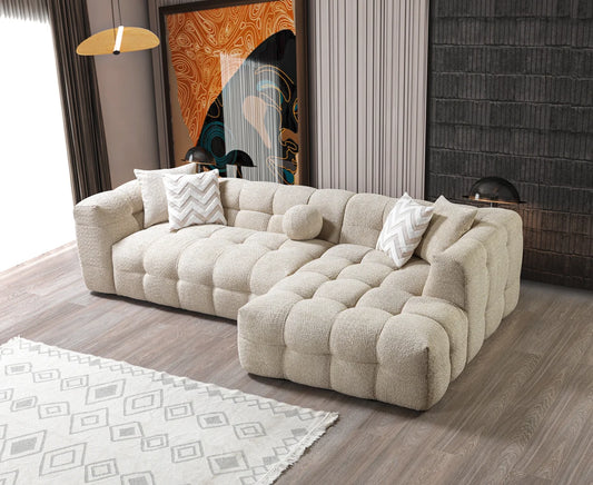Ivy 110-Inch Tufted Bouclé Sectional | Sand | RAF