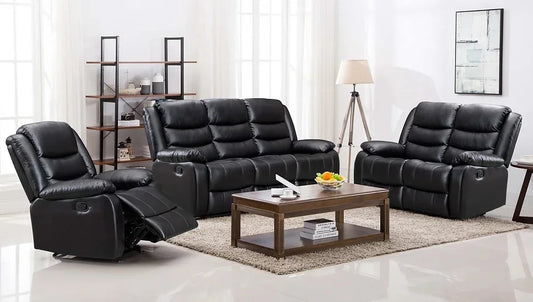 Sillón reclinable de 3 piezas S8383 Miami (negro)