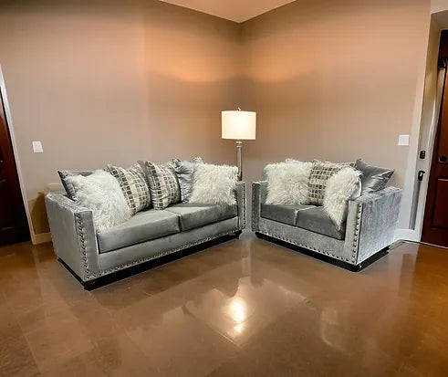 S315 Silver Sofa and Loveseat